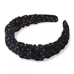 Lele Sadoughi Jet Dot Kelly Velvet Headband Black Gold